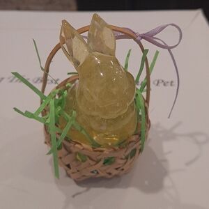 Yellow  Bunny in Woven Basket